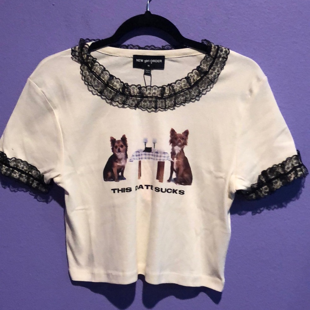 NWT Crop Tee “This Date Sucks”